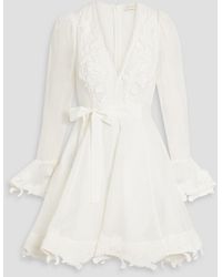 Zimmermann - Embellished Linen And Silk-blend Mini Dress - Lyst