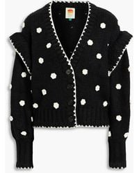 FARM Rio - Floral-Appliquéd Ribbed-Knit Cardigan - Lyst