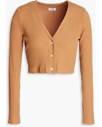 Leset - Cropped Ribbed Jersey Cardigan - Lyst