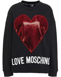 Love Moschino Embellished French Cotton Terry Sweatshirt - Red