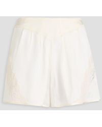 Maison Margiela - Pleated Corded Lace-paneled Silk-satin Shorts - Lyst