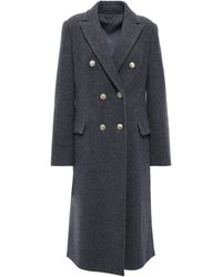 Brunello Cucinelli Double-breasted Bead-embellished Cashmere-felt Coat Dark Grey - Gray