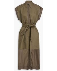 Rag & Bone - Vicky Belted Cotton-poplin And Georgette Midi Shirt Dress - Lyst