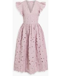 RED Valentino - Ruffled Broderie Anglaise Midi Dress - Lyst