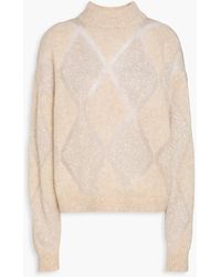 Brunello Cucinelli - Sequin-Embellished Argyle Wool And Mohair-Blend Turtleneck Sweater - Lyst