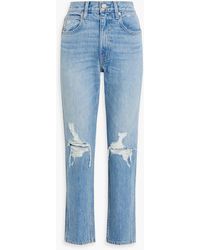 SLVRLAKE Denim - Virginia Distressed High-rise Slim-leg Jeans - Lyst