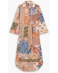 Zimmermann - Devi Belted Paisley-print Silk Midi Shirt Dress - Lyst