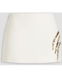 Area - Claw Embellished Cutout Wool-blend Crepe Mini Skirt - Lyst