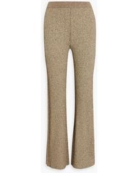 Ganni - Mélange Ribbed-knit Flared Pants - Lyst