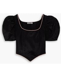 BATSHEVA - Dirndl Cropped Moire Blouse - Lyst