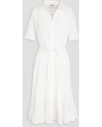 Claudie Pierlot - Pleated Broderie Anglaise Midi Shirt Dress - Lyst