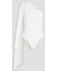 Maygel Coronel - Vionnet Draped Satin-Jersey Bodysuit - Lyst