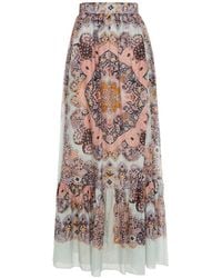 Etro - Gathered Printed Cotton And Silk-blend Voile Maxi Skirt - Lyst
