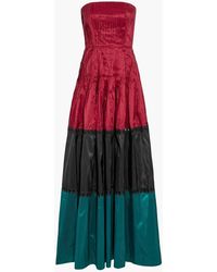 Sachin & Babi - Delhi Strapless Pleated Color-block Silk-taffeta Gown - Lyst