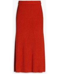 JOSEPH - Ribbed Cotton, Wool And Cashmere-blend Midi Skirt - Lyst