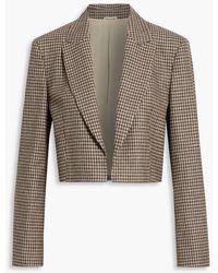 Brunello Cucinelli - Cropped Checked Wool, Silk And Linen-blend Blazer - Lyst
