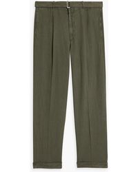 Officine Generale - Hugo Tapered Belted Lyocell, Cotton And Linen-Blend Pants - Lyst