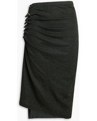 Rabanne - Asymmetric Gathered Wool-blend Midi Skirt - Lyst