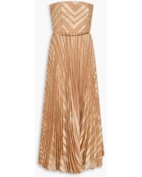 Zimmermann - Strapless Pleated Devoré-twill Midi Dress - Lyst