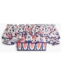 Charo Ruiz - Clara Cropped Off-the-shoulder Broderie Anglaise Cotton-blend Top - Lyst