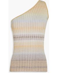 Missoni - Oberteil aus rippstrick mit metallic-effekt und asymmetrischer schulterpartie - Lyst