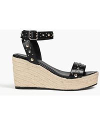 Maje - Studded Leather Espadrille Wedge Sandals - Lyst