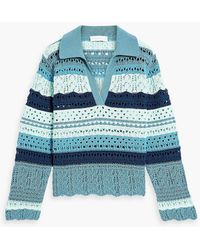 Jonathan Simkhai - Roxana Striped Open-knit Cotton-blend Polo Sweater - Lyst
