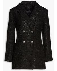Maje - Double-breasted Sequined Tweed Blazer - Lyst