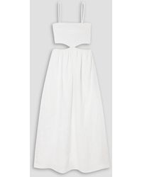 Faithfull The Brand - Tayari Cutout Shirred Linen Midi Dress - Lyst