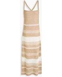 Fabiana Filippi - Metallic Striped Linen And Wool-blend Maxi Dress - Lyst