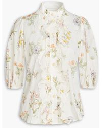 Zimmermann - Ruffled Floral-print Cotton Blouse - Lyst