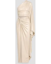 LAPOINTE - Draped Cutout Metallic Stretch-Jersey Gown - Lyst