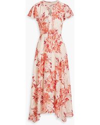 Mikael Aghal - Floral-Print Fil Coupé Chiffon Midi Dress - Lyst