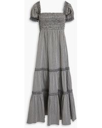 Tory Burch - Tiered Striped Cotton-blend Jacquard Midi Dress - Lyst