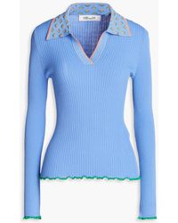Diane von Furstenberg - Ribbed And Jacquard-knit Polo Sweater - Lyst