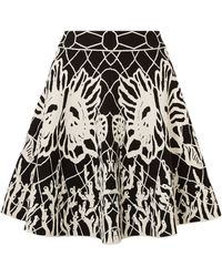 Alexander McQueen Fluted Jacquard-knit Mini Skirt Black