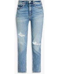 Rag & Bone - Wren Cropped Distressed High-rise Slim-leg Jeans - Lyst