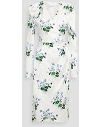 Les Rêveries - Floral-print Silk-satin Midi Wrap Dress - Lyst