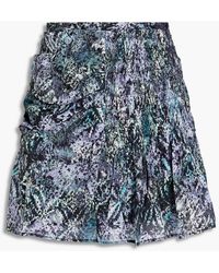 IRO Karina Shirred Printed Cotton-gauze Mini Skirt - Purple