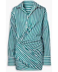 Monse - Wrap-effect Striped Cotton-poplin Mini Shirt Dress - Lyst