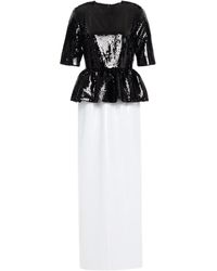 Huishan Zhang Two-tone Sequined Tulle Peplum Maxi Dress - Black