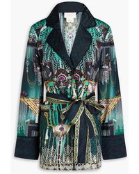 Camilla - Embellished Printed Silk-twill And Satin Jacket - Lyst