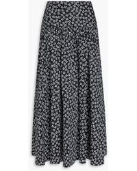 STAUD - Procida Printed Cotton-Blend Poplin Midi Skirt - Lyst