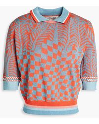 Diane von Furstenberg - Bryce Metallic Jacquard-knit Polo Sweater - Lyst