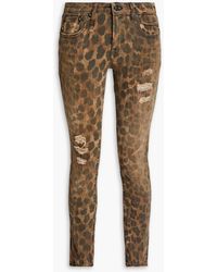R13 - Kate Distressed Leopard-print Mid-rise Skinny Jeans - Lyst