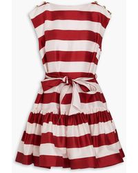 Zimmermann - Belted Striped Silk-shantung Mini Dress - Lyst