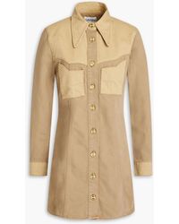 Ganni - Two-tone Denim Mini Shirt Dress - Lyst