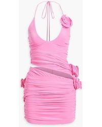 Magda Butrym - Neckholder-minikleid aus stretch-jersey mit floralen applikationen und cut-outs - Lyst