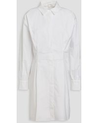 FRAME - Pleated Cotton-poplin Mini Shirt Dress - Lyst