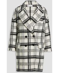 RED Valentino - Double-breasted Checked Brushed Wool-blend Felt Coat - Lyst
